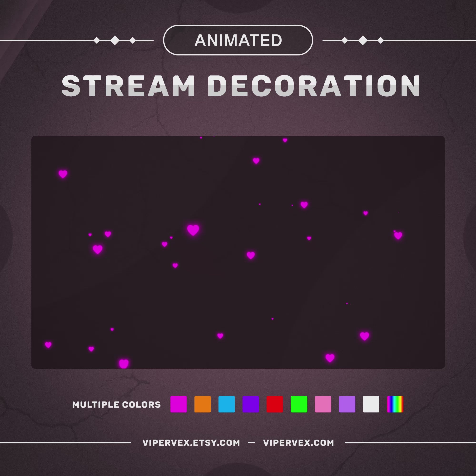 Animated Hearts Stream Decoration | Valentine's Day Hearts For Streamers and Vtubers | Twitch Stream Decoration | Twitch Overlay