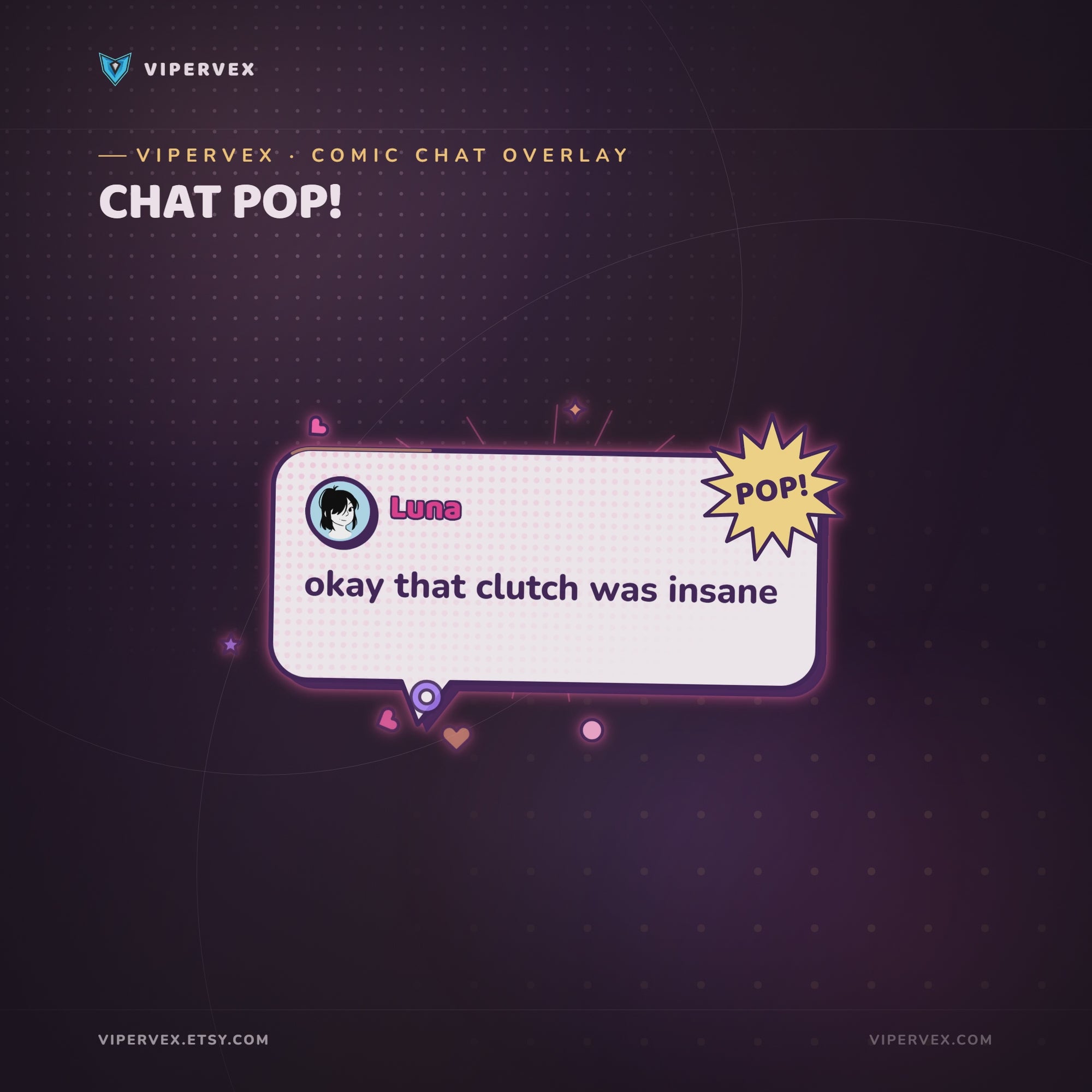 Product video: chat messages popping onto a Twitch stream as animated comic panels in eight different styles