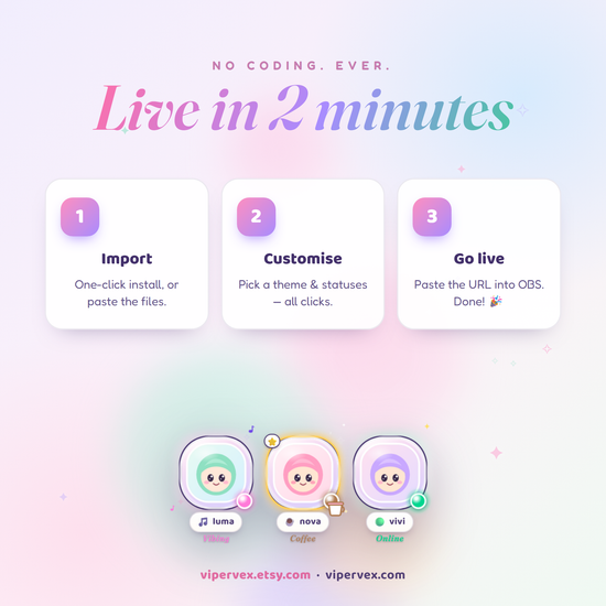 Two minute setup steps for the presence widget in OBS or StreamElements