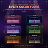 Seven themes that restyle the whole set, from Studio Spotlight to Midnight Gala