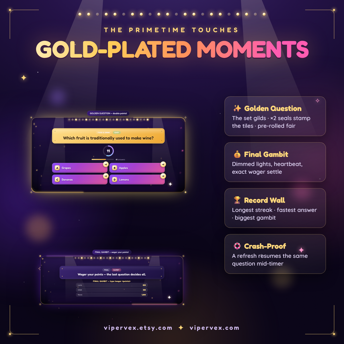 The gilded Golden Question and the Final Gambit finale round