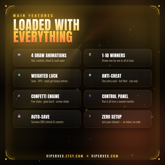 Features: multiple winners, bits entries, weighting, filters and auto save