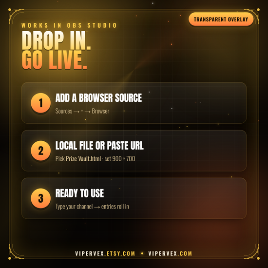 Adding the giveaway widget as an OBS browser source from one HTML file