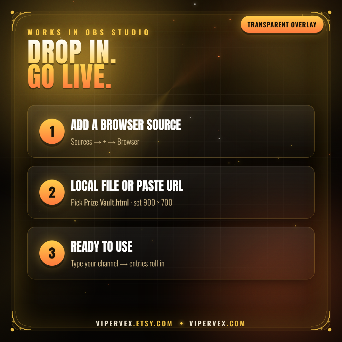 Adding the giveaway widget as an OBS browser source from one HTML file