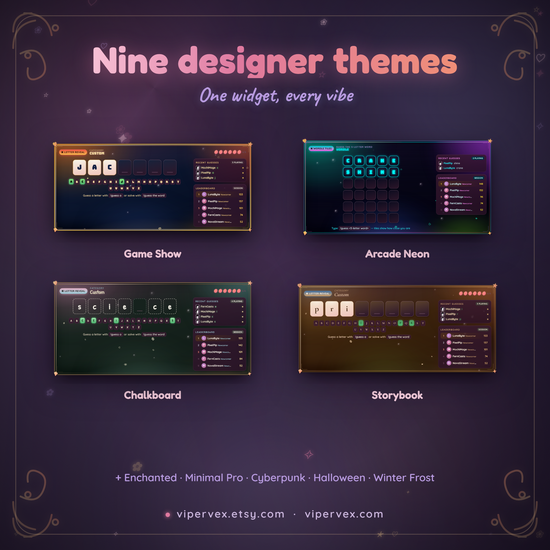 Nine full redesign themes for the word game overlay