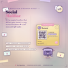 Social mailbox widget delivering a letter with a social handle and a scannable QR code
