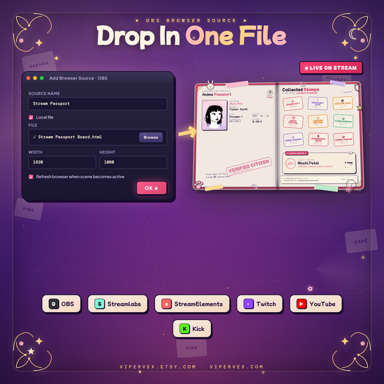 Adding the passport as an OBS browser source