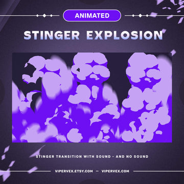 Purple Stinger Transition Twitch Explosion, Animated Stream Transition, Cute Purple Stream Stinger, Stinger Twitch, Twitch Layout