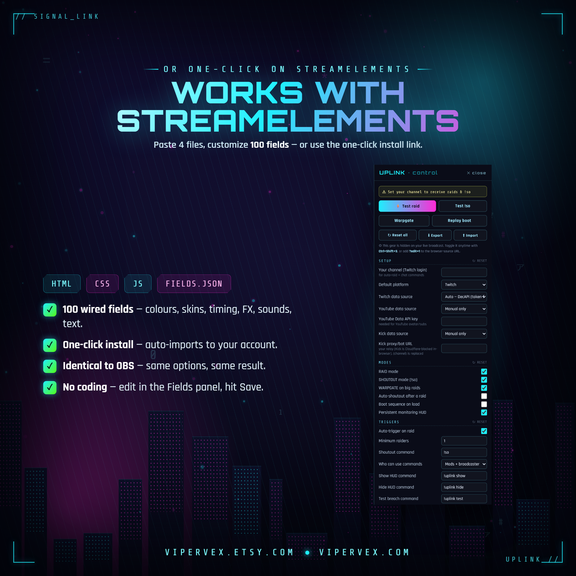 Setting UPLINK up in StreamElements with the Fields panel