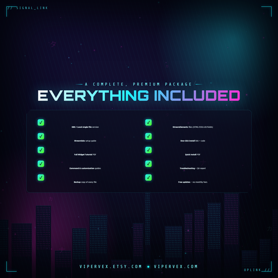 Everything included: widget files, guides, assets and backups