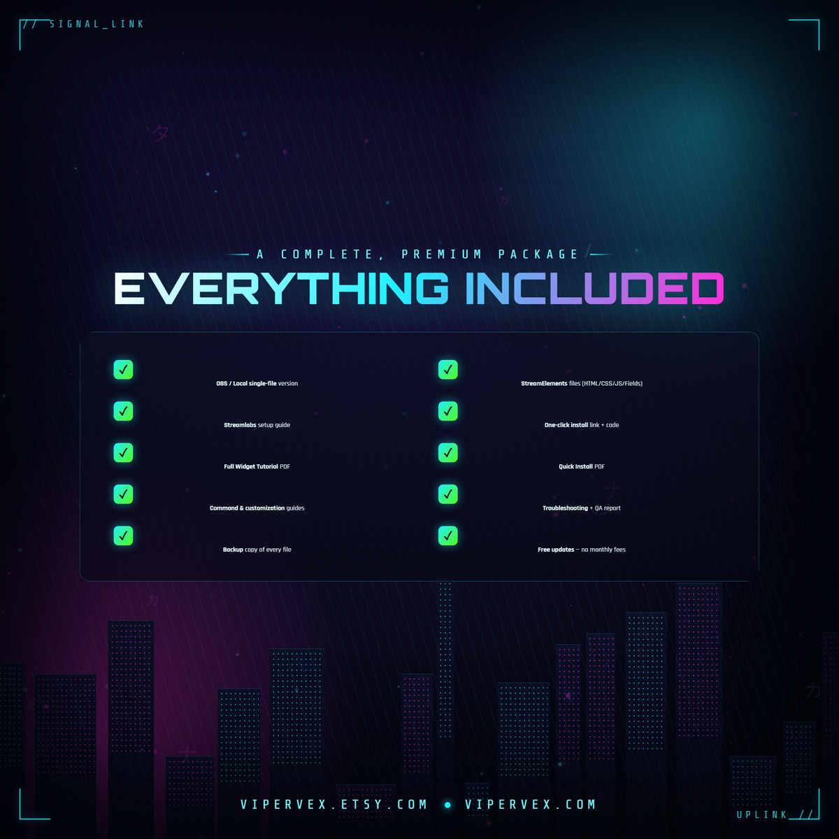 Everything included: widget files, guides, assets and backups