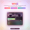 WHIZ chat quiz widget for Twitch: a question on a lit game-show stage with live answer bars and a scoreboard