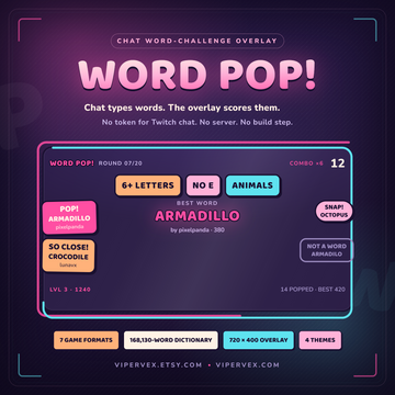Word bubble widget with a prompt and chat answers popping onto the scene