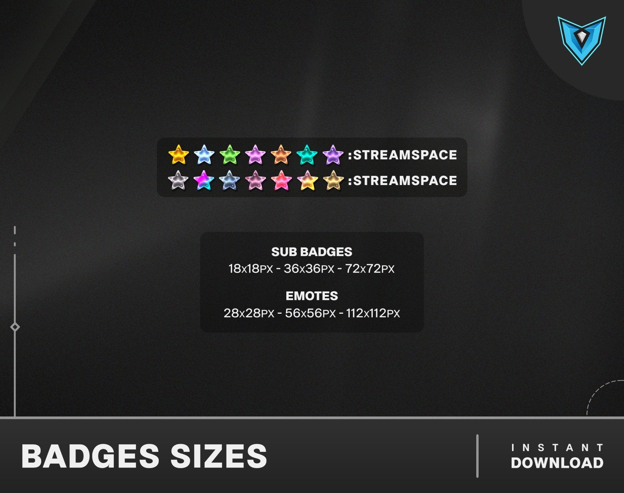 Star Sub Badges - 6 x Shiny Twitch Sub Badges with Photoshop Files